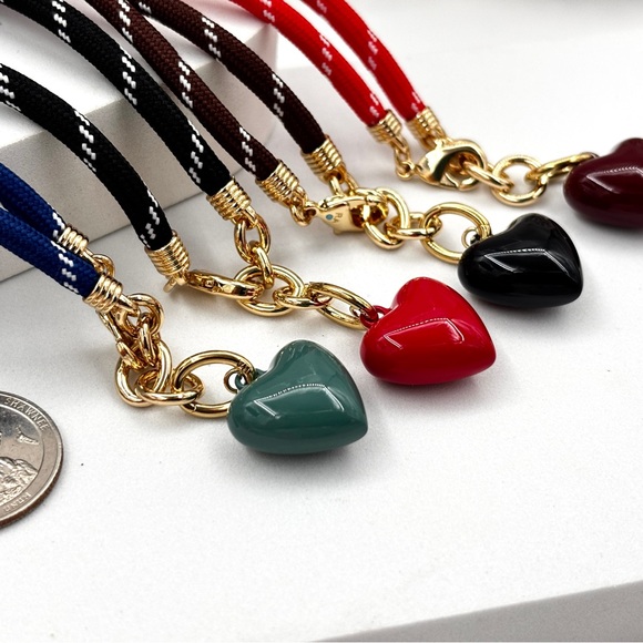 ROXANNE ASSOULIN The Happy Cord Charm Necklace Blue & Burgundy - Picture 9 of 12